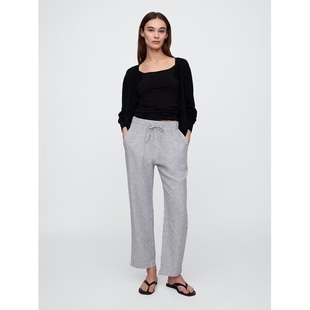 Gap Striped Linen Easy Pants XL Tall Drawstring Waist Lightweight Trousers‎